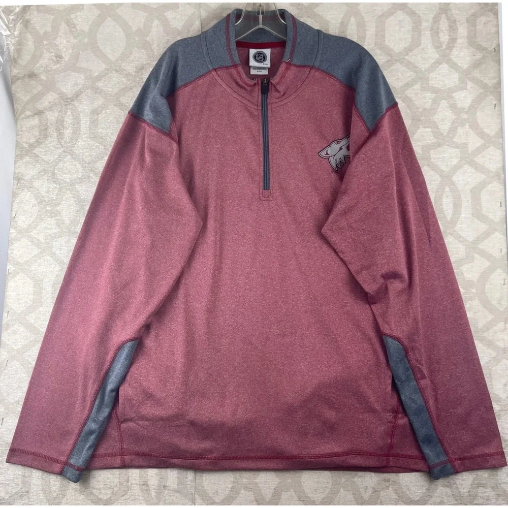 NHL Arizona Coyotes Quarter Zip‎ Pullover Mens XL Maroon Gray Heathered 1145318